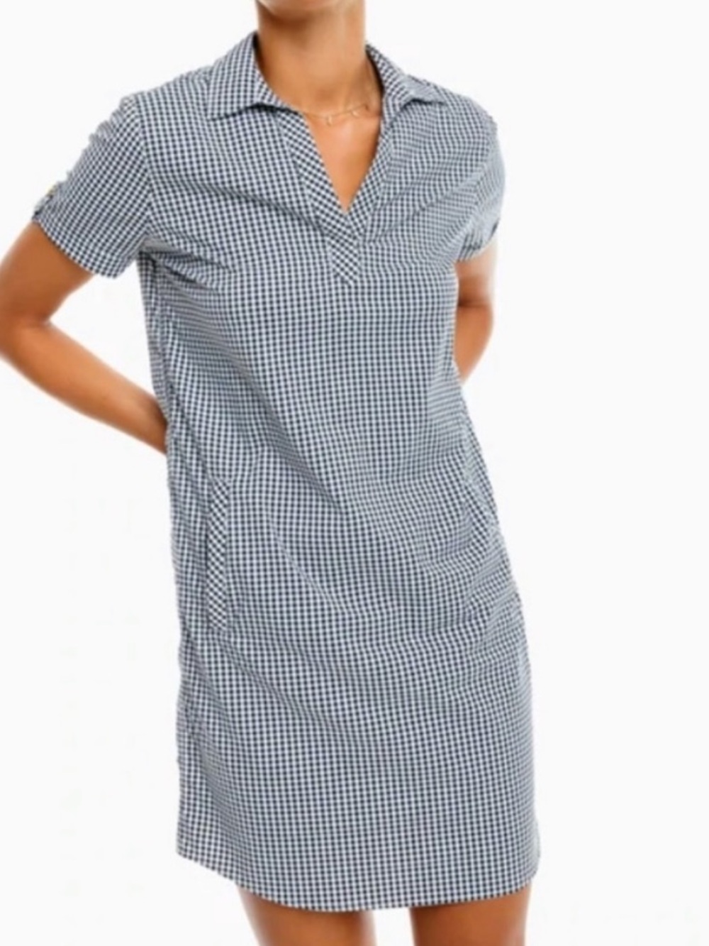 Southern Tide Kamryn Intercoastal Gingham Shirt Dress Navy Large - Picture 7 of 16